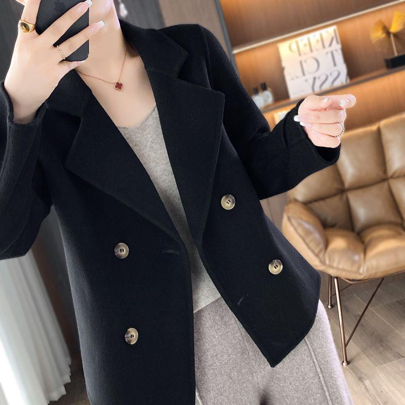 Women's 2025 Double-Faced Wool Short Coat - Little Fragrant Style Loose Trench