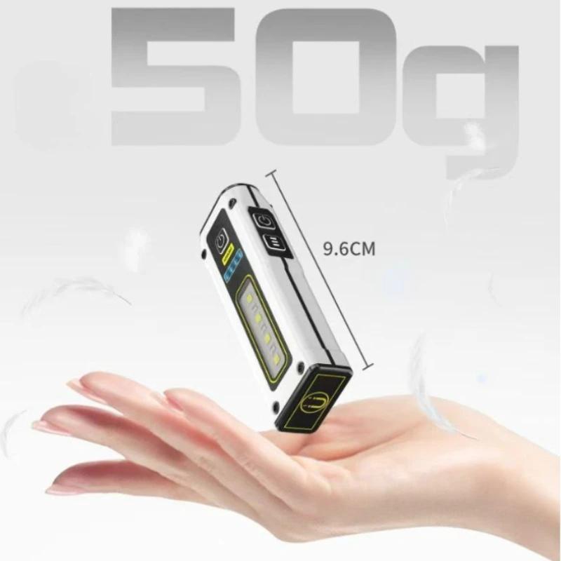 Dual Light Source LED Flashlight USB Rechargeable Work Light Built-in Battery Portable LED Torch for Emergency Camping Household