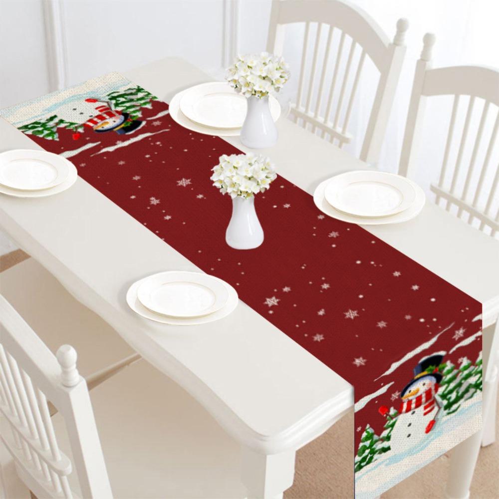 Xmas Ornaments 30x182cm Christmas Table Runner Long Luxury Dacron Table Runner Pastoral Style Vintage Tablecloth Party