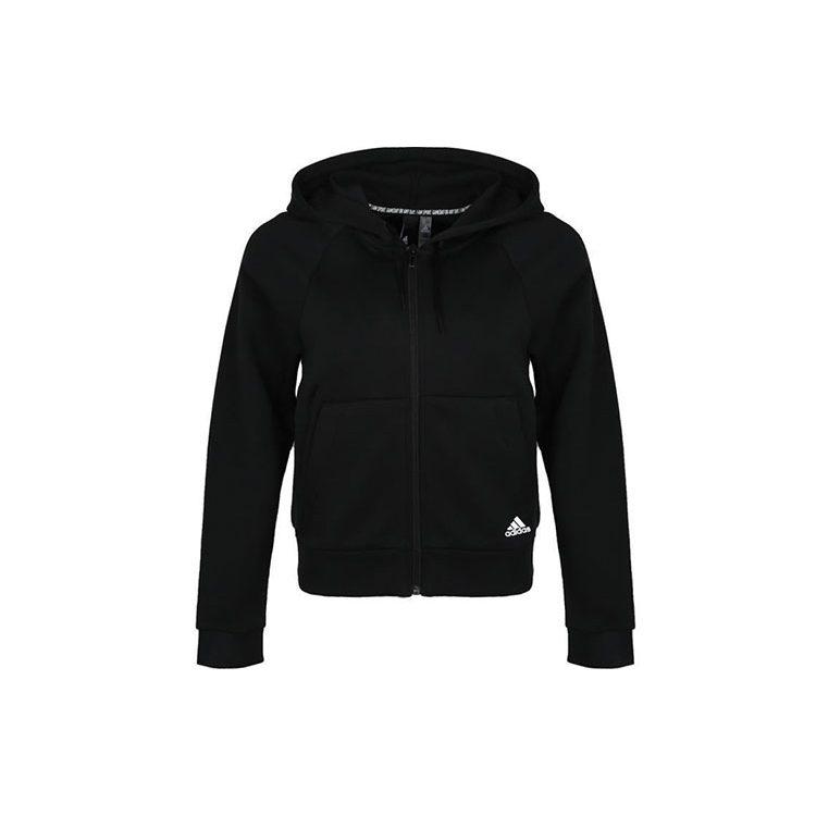 adidas Sweatshirts Women's Black Hooded Moderate Cardigan DU6570
