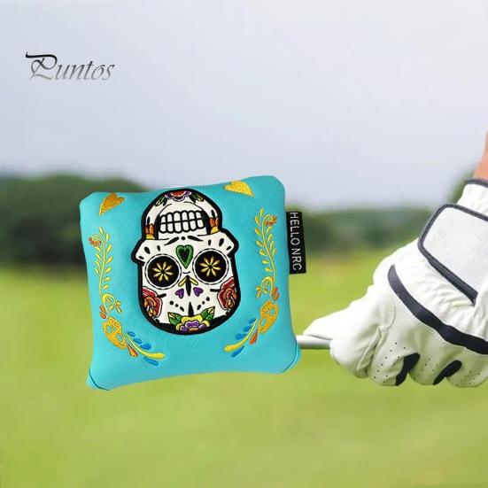 Mallet Putter Cover Magnetic Mallet Golf Club Cover Unique Skull Printed Golf Putter Headcover Blade Putter Protection Golf Accessory