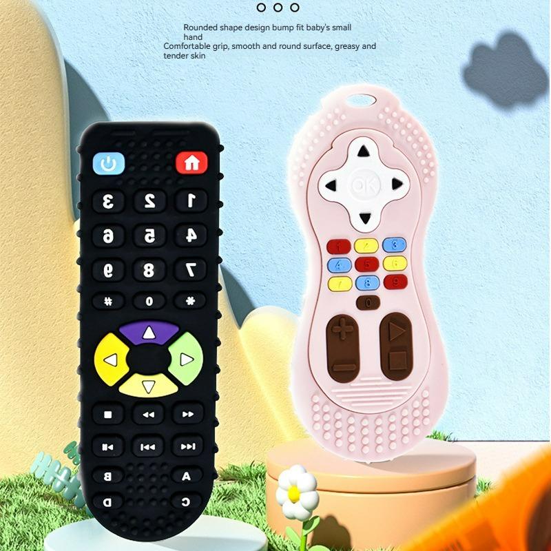 

Baby Teether Tv Remote Control Shape Silicone Molar Stick Safe Material Gum Pain Relief Teething Toy Kid Sensory Educational Toy (As shown-33451)-