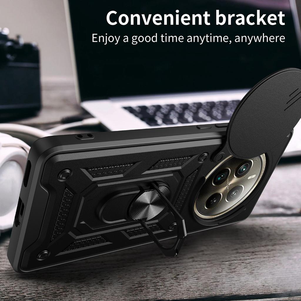 For Realme 12 Pro 5G/12 Pro+ 5G Case Lens Cover Kickstand PC+TPU Phone Shell