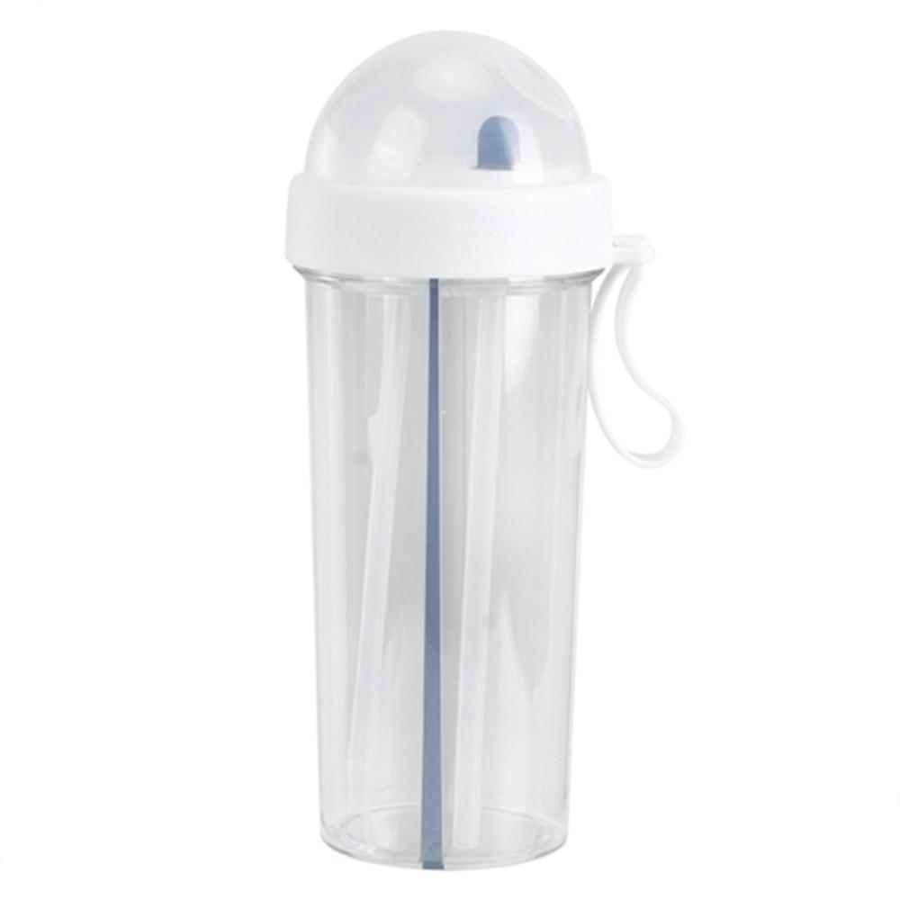 

Portable Bottle 600ML Dual Drink Cup Dual Mouth Large Volume Water Bottle With Tubes Light Weight Large Capacity Cup Couple Gift білий
