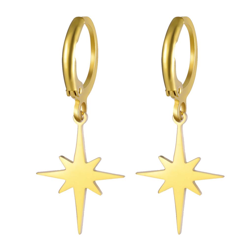 Classic Star And Moon Earrings Set With Starburst Cone Drop Dangle Earrings For Women Fashion Jewelry