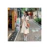 Academy style splicing button color matching polo collar dress high-end temperament women's A word medium and long dress