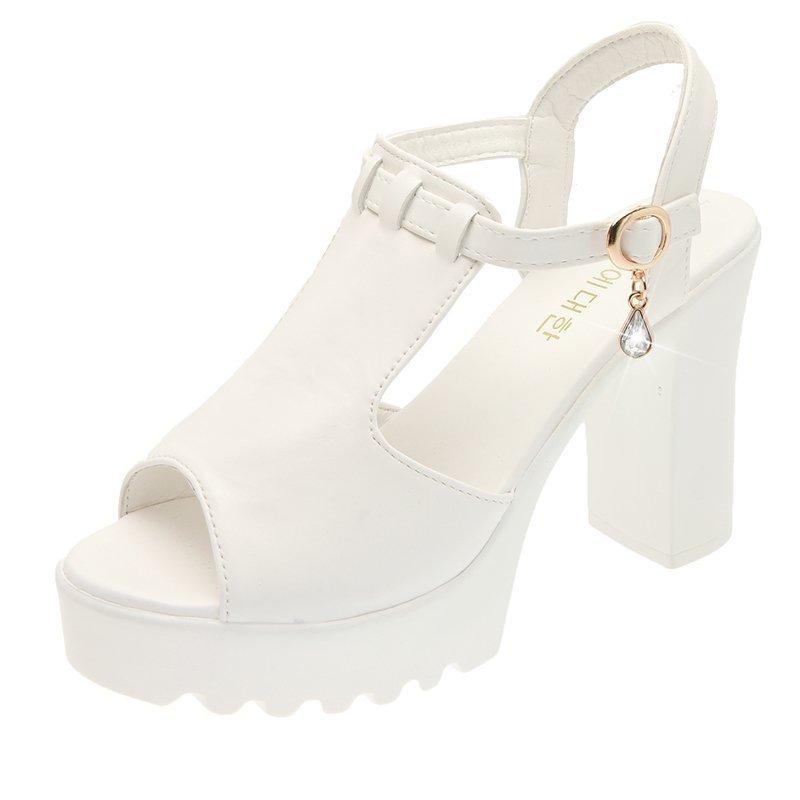 High-heeled sandals women's thick heels 2025 summer new sandals girls Korean version fashionable and sexy sandals women with fish mouth