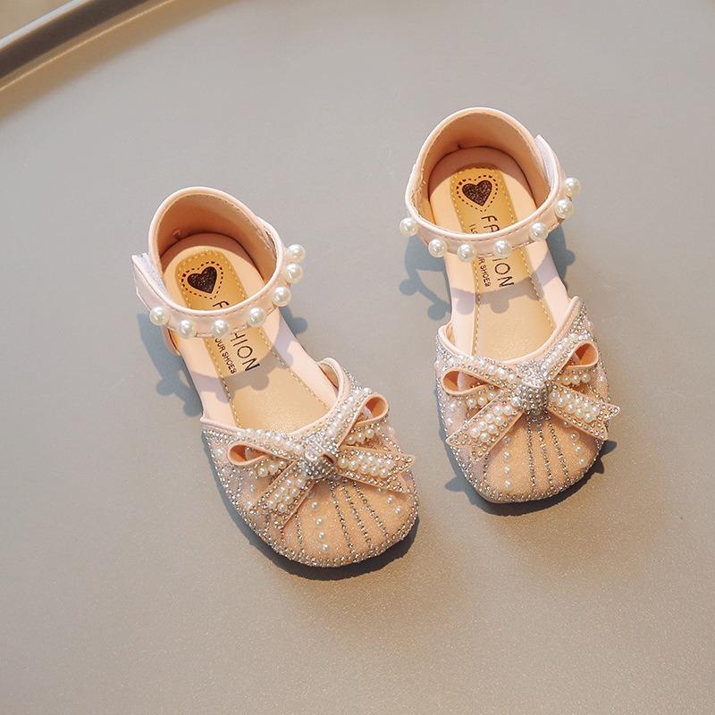 Closed-toe soft-soled princess sandals, versatile summer shoes for girls 23 розовый