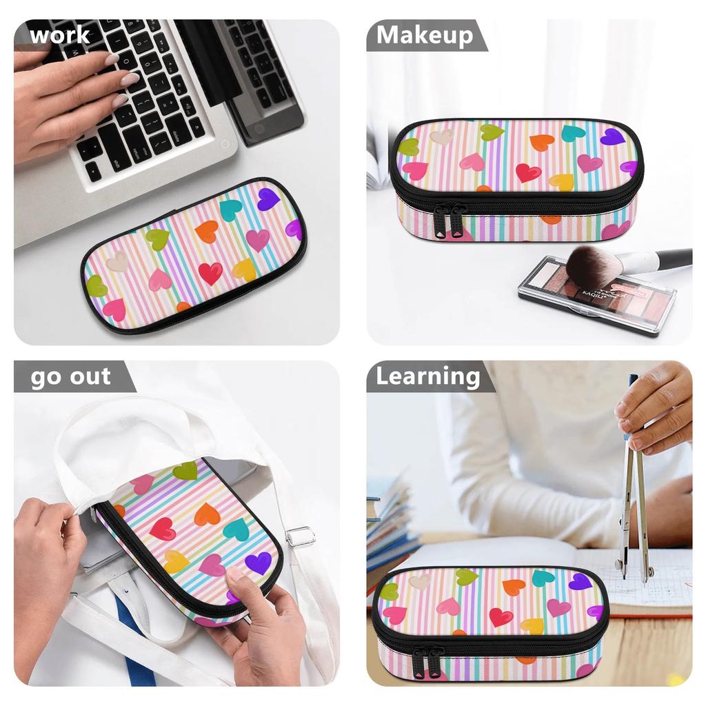 Pen Case Neat Design Scratch Resistant Polyester Zipper Closure with Main Compartment Mesh Pocket and Pen Slots for Boys Girls