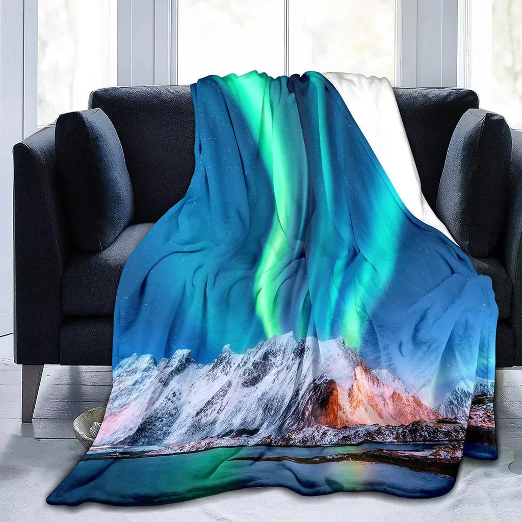 Coperta Ponderata Aurora Boreale King Queen Size Bella Coperta con Motivo Luminoso Calda Leggera Super Morbida per Divano Divanetto Letto