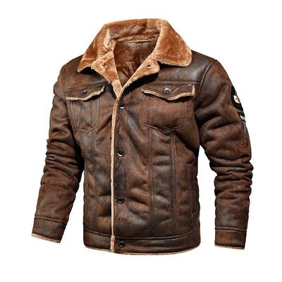 Veste en peau de mouton pour homme 2023 avec doublure en polaire et cuir pour un usage décontracté Automne/Hiver