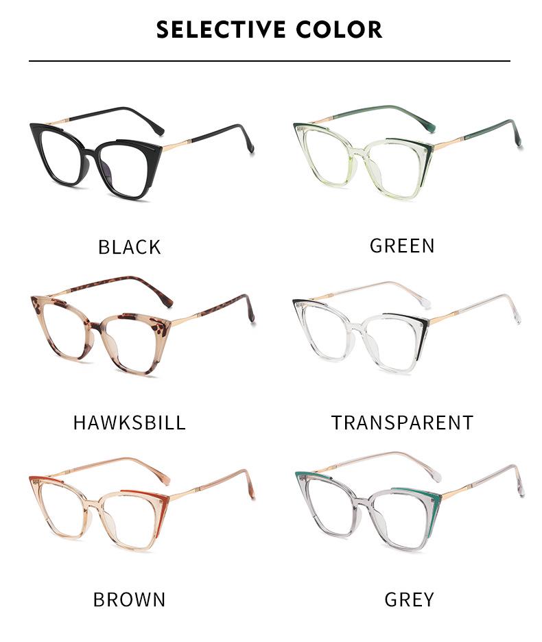 Women's Cat-Eye Prescription Glasses with Spring Hinge, Anti-Blue Light Slimming Design for Larger Faces.