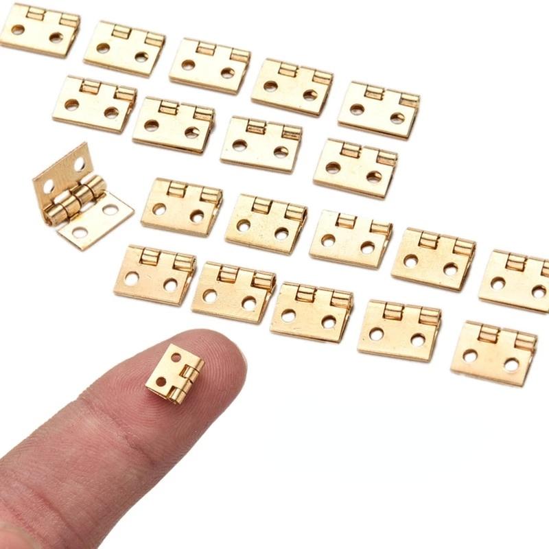 50Pcs Tiny Golden Mini Small Metal Hinge for 1/12 House Miniature Cabinet Furniture Fittings for Cabinets 10 X 8mm Home Hardware