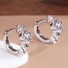 Huitan Women Hoop Earrings Copper Color Fashion Party Daily Versatile Accessories Simple Style Inlaid Shiny Round CZ Zircon