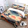 Japanese Wave and Red Sun Bedding Set Bedding set (1 duvet cover, 2 pillowcases, duvet not included)