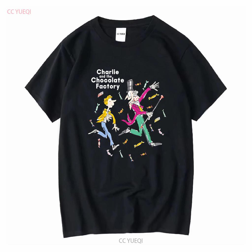 CHARLIE UND DIE SCHOKOLADENFABRIK Kinder T-Shirt lang- oder kurzärmelig Vintage Gewaschene Mode Bequemes Oberteil für den Alltag