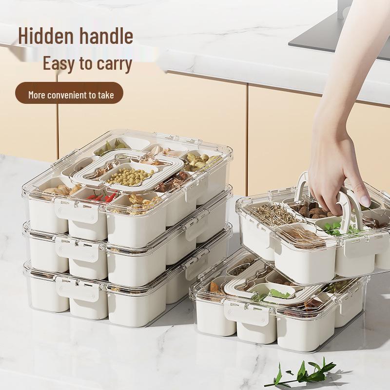 Kitchen Spice and Condiment Storage Box with Sealed Fresh-Keeping Compartments