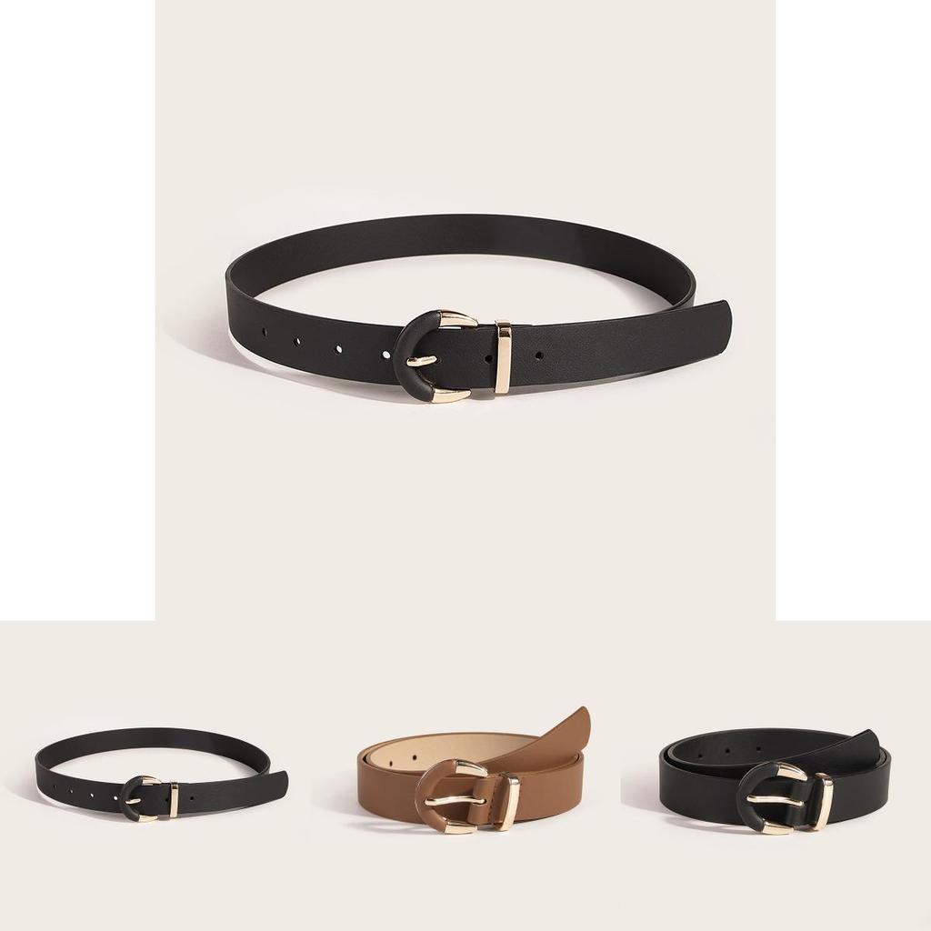Minimalist Womens Semicircular Belt With Pin Buckle For Casual Wear