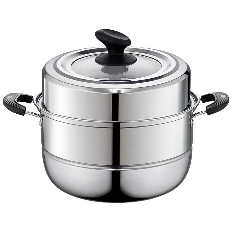BSITN Stainless Steel Double-Layer Steamer Pot, 30cm