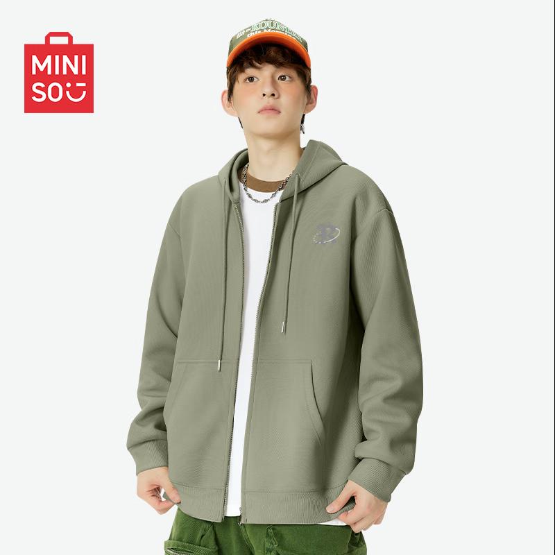 

MINISO Men s Casual Heavyweight Hooded Zip-Up Sweatshirt 3XL