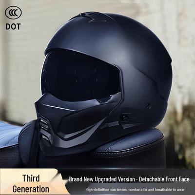 Căști de motocicletă electrice retro cu față completă certificate 3C pentru bărbați și femei – Scorpion pentru toate anotimpurile, Combinație de căști demi-jet de generația a treia