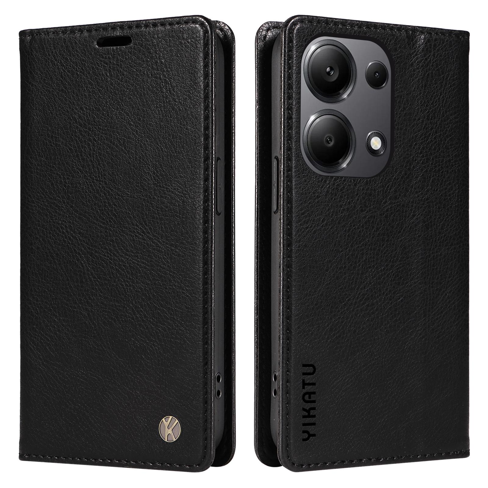 

YIKATU YK-006 For Xiaomi Redmi Note 13 Pro 4G/Note 14S 4G/Poco M6 Pro 4G Case Flip Wallet Phone Cover Litchi Texture B