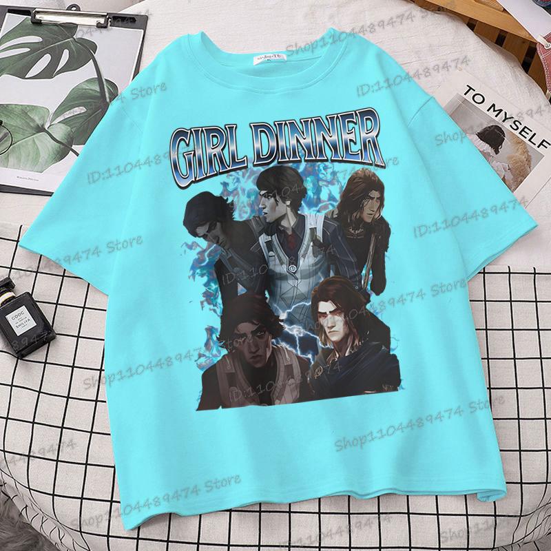 

Виктор Аркейн Девушка Ужин Футболка Лига Легенд Классический Уличный Стиль Топ Одежда Женская/Мужская Подарок для Фаната Lol Аниме Одежда Футболка 3XL