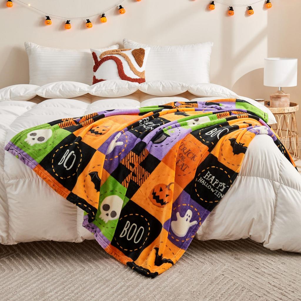 Halloween pumpkin pattern Printed Blanket for Sofa Bed Travel Camping Living Room Office Conditioning Blanket