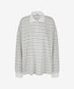 Limekeu Striped Oversized Collared T-Shirt Blue