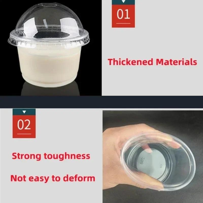 100PCS Pudding Cups Wiht Lids Plastic Boxes Ice-Cream Mousse Dessert Picnic Party Packing Dessert Cups with Lid 250ml/300ml