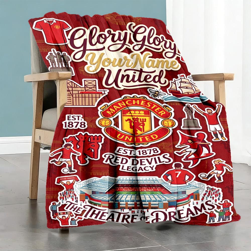 Manchester Customize Text Blanket Lightweight Customizable Blanket Durable Comfort Throw For Livingroom Office Chair Picnics Home Decor
