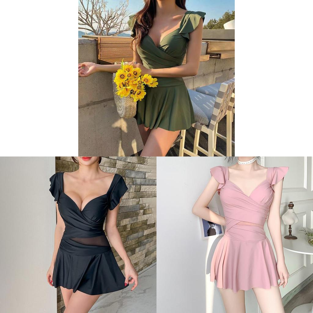 Womens Onepiece Swimsuit With Solid Color And V Neck Design For Water Sports And Slimming Fit