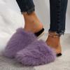 Luxury Fluffy Long Plush Indoor Slippers Women 2025 Winter Thicken Warm Faux Fur Slides Soft Sole Flat Heels Postpartum Shoes