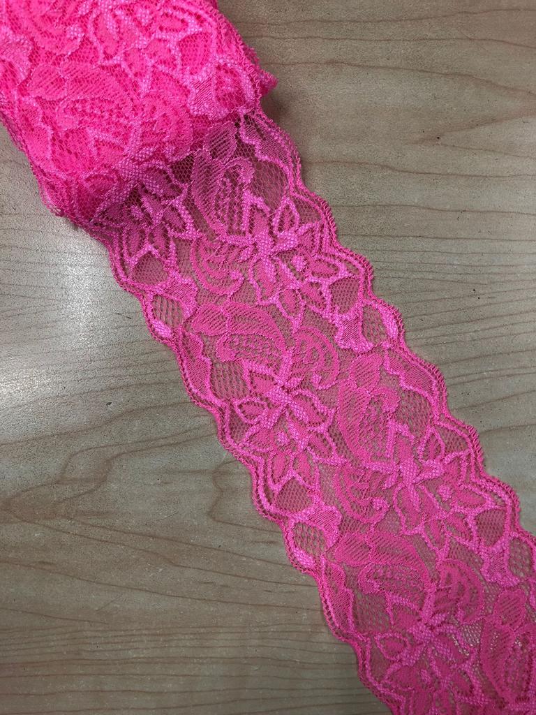 Buntes elastisches florales Spitzenband DIY Bekleidung Nähstoff 8cm breit Schwarz Weiß Rot Rosa Blau Lila Grün Gelb Spitzenband