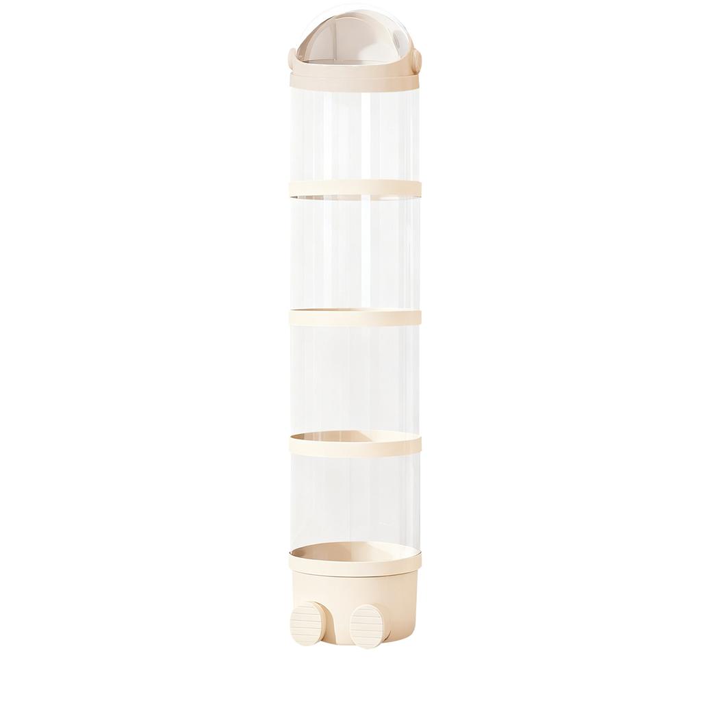 Beige Medium Toy Storage Tube With Lid, Zipper, For Plush Toys Display In Home Rooms
