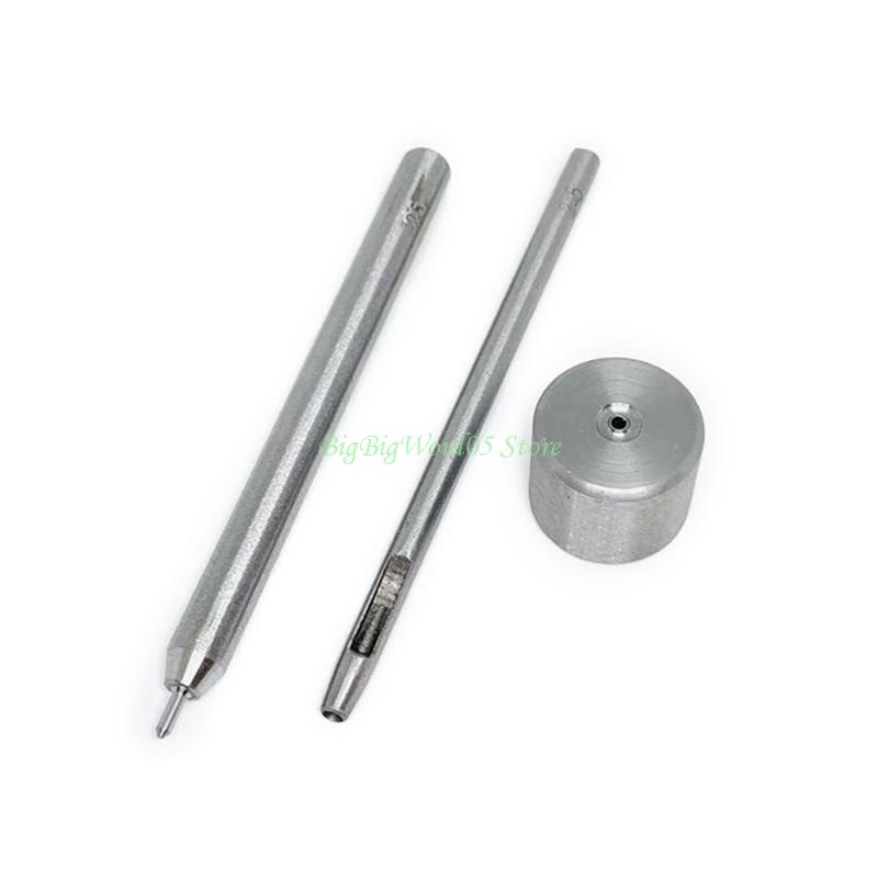 24TE 3Pieces Grommet Punching Tools Set DIY Art Work Snap Button Installation Tools for Leathercraft Eyelets Hole Making