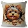 3D Crack Wall Lifelike Puppy Print Throw Pillow Cover Gentle Skin Touch Sofa Bedroom Household Decor Present