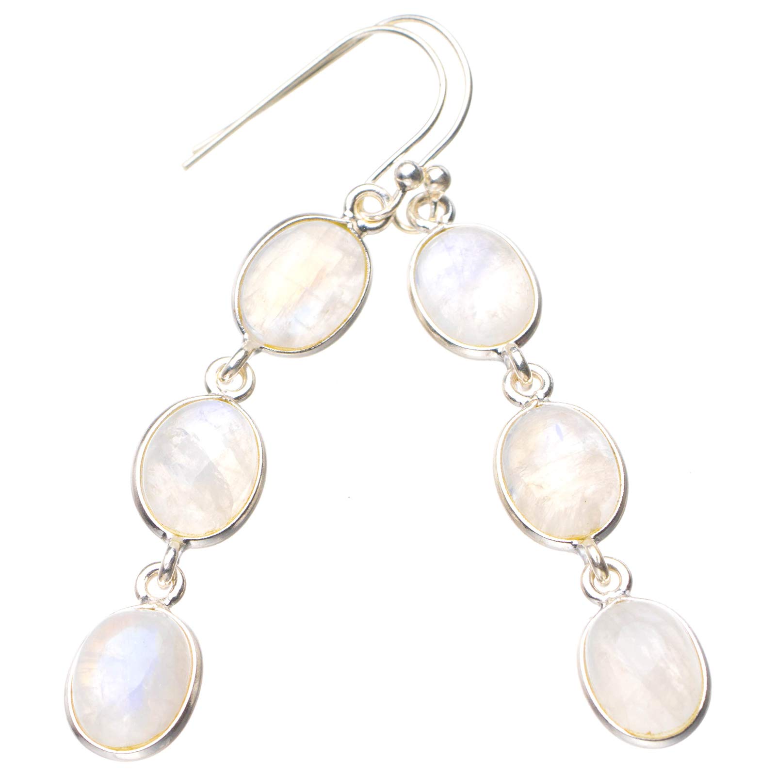 

StarGems® Natural Rainbow Moonstone Handmade 925 Sterling Silver Earrings 2 D6535