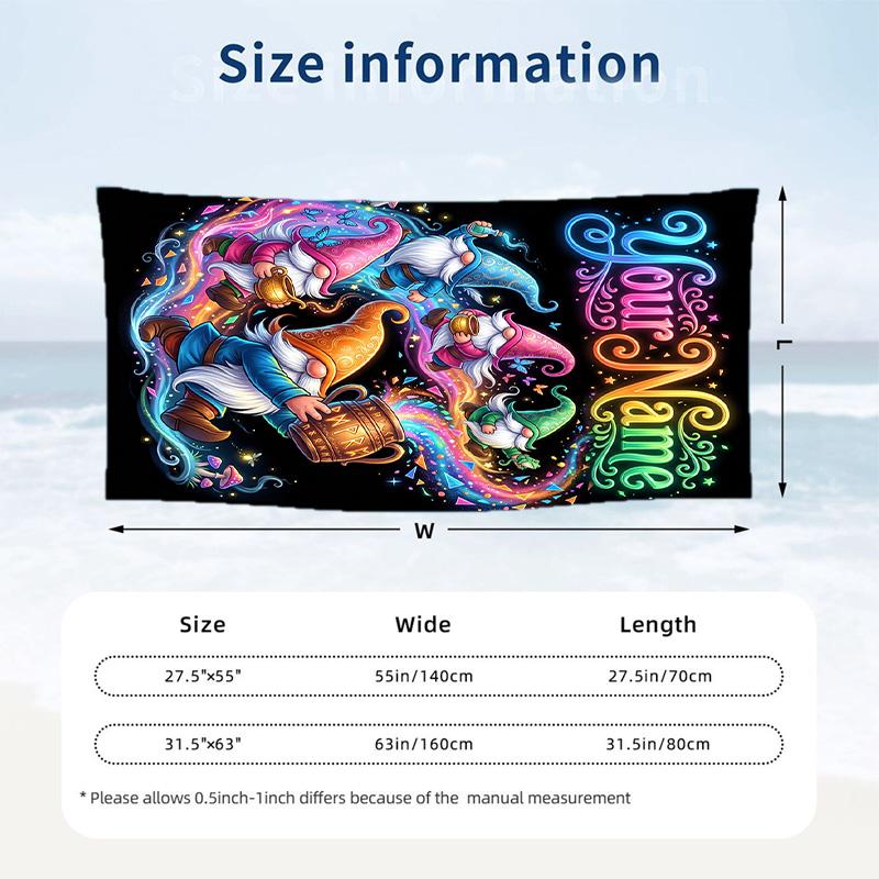 Gnom-Thema Strandtuch Personalisiert mit individuellem Namen & Text Weiches Schnelltrocknendes Strandtuch für Schwimmen Reisen