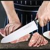 Shibazi Cleaver Knife Stainless Steel Serrated Frozen Food Meat Bread Steak Vegetable Barbecue Slicing Multifuntional Chef Knife