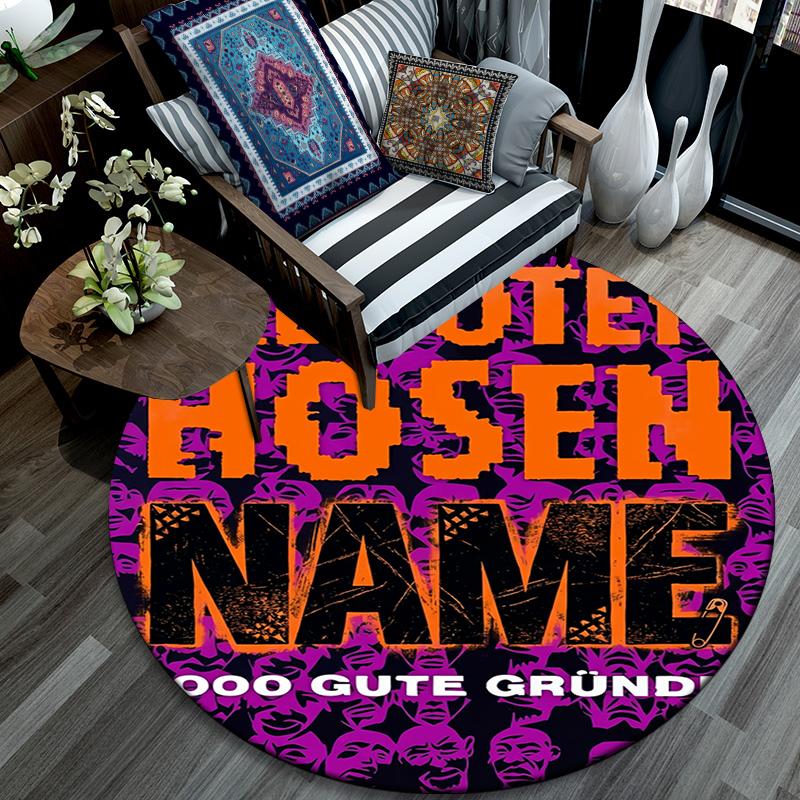 Benutzerdefinierter Name,Runder Teppich im Die Toten Hosen Muster,Teppich für Wohnzimmer Schlafzimmer Spielzimmer,Rutschfeste Bodenmatte,Urlaubsgeschenke und Geburtstagsgeschenke.