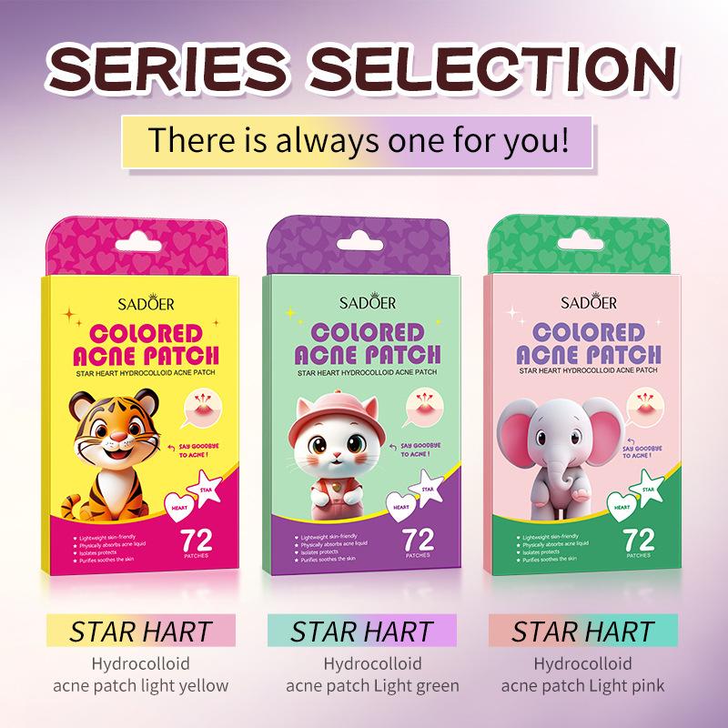 

Star-shaped hydrocolloid acne patch, anti-inflammatory and antibacterial.