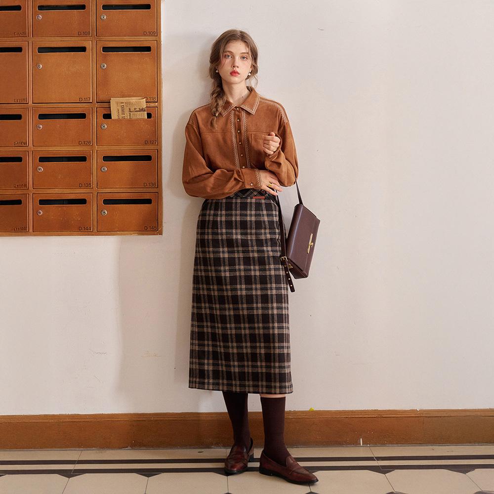 Simpeulleteulo Sr_High-Waisted Plaid Skirt_2Color