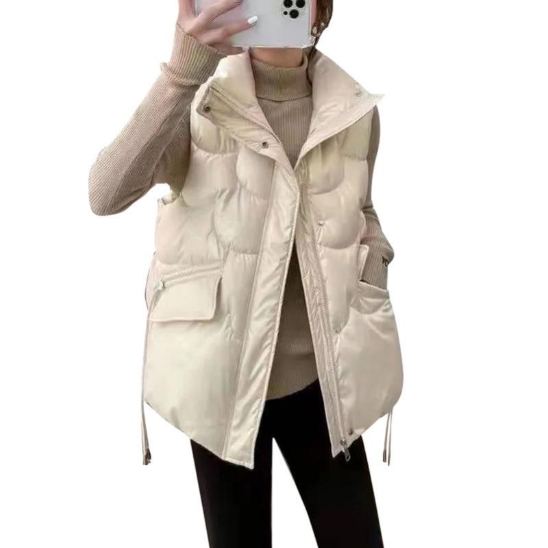 Autumn and Winter Loose Women's Cotton Outside Cotton Vest Vest Cotton Vest Vest New Cotton Vest Jacket Clip Leave-in