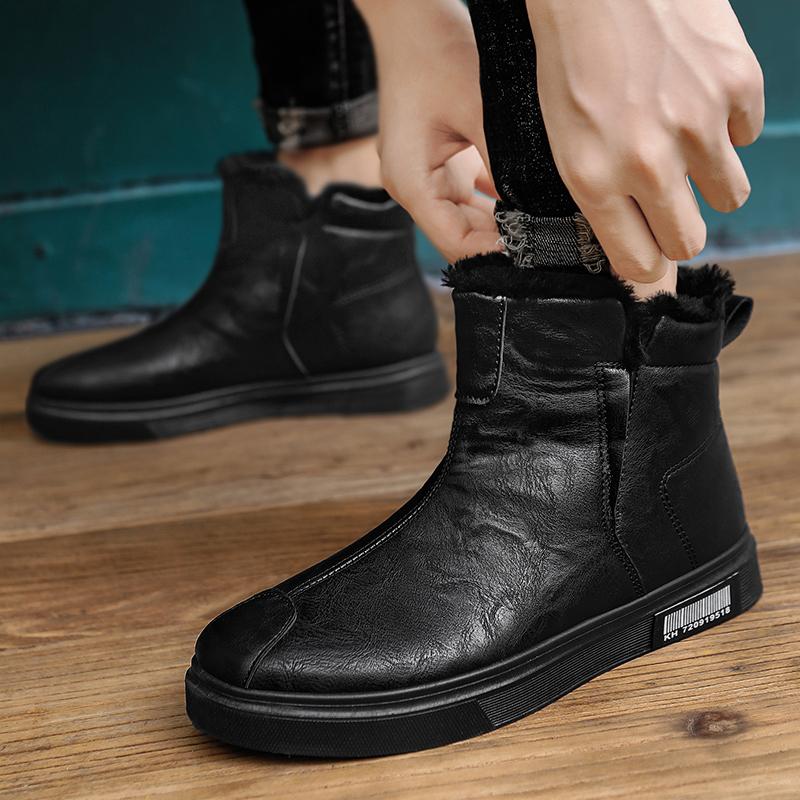 Winter Men Boots Snow Boots Man Plush Keep Warm Outdoor Round Head Black Men's Platform Ankle Boot Fashion Designer Shoes