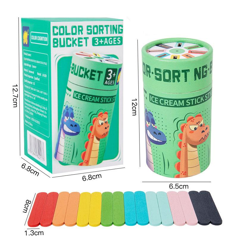 

DIY Wooden Colorful Stick Color Classification Box Teaching Aid Color Cognition Matching Game Educational Toys For Kids