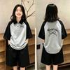 Girls' Loose Lapel Short-Sleeve Patchwork Polo T-Shirt Set - Summer Fashion for Medium & Large Children