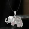 Pandantiv din cristal natural, aliaj ametist, colier elefant din cristal roz, bijuterii