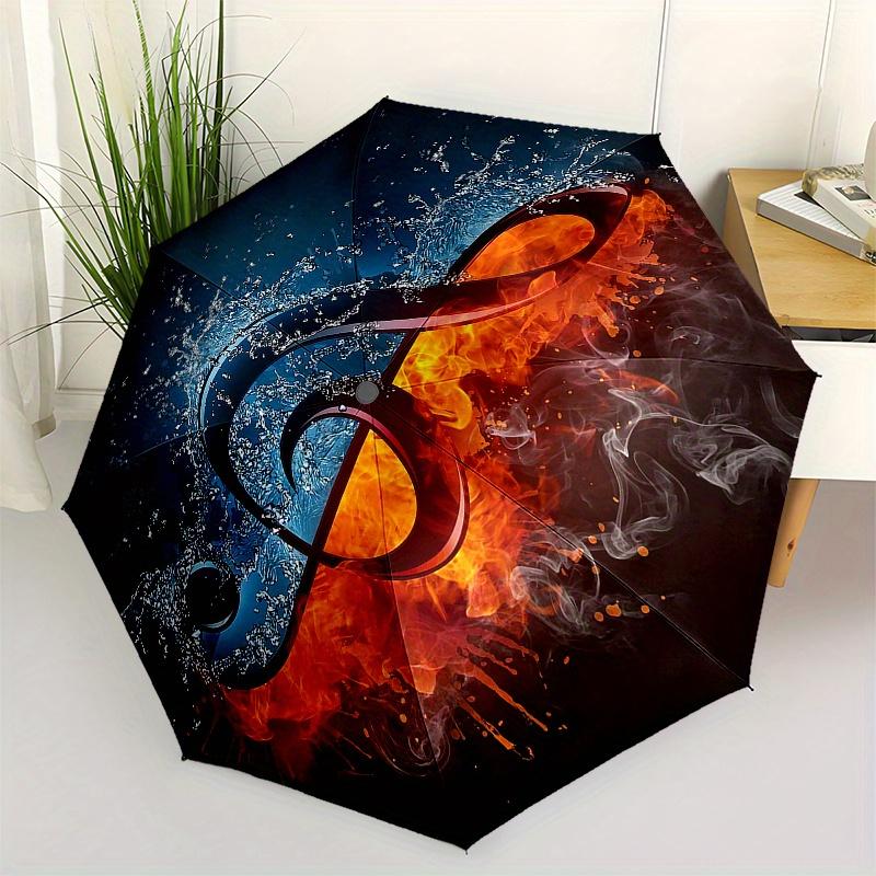 

Music, Flame-themed, Eight-ribbed, Self-folding Umbrella Is Suitable for Everyday Outdoor Use and Is An Ideal Gift for Friends and Family, A