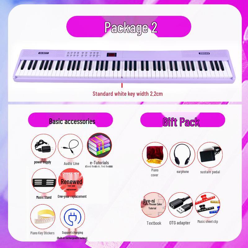 Rechargeable 88-Key Foldable Digital Piano: Bluetooth & MIDI, Perfect for Beginners & Kids